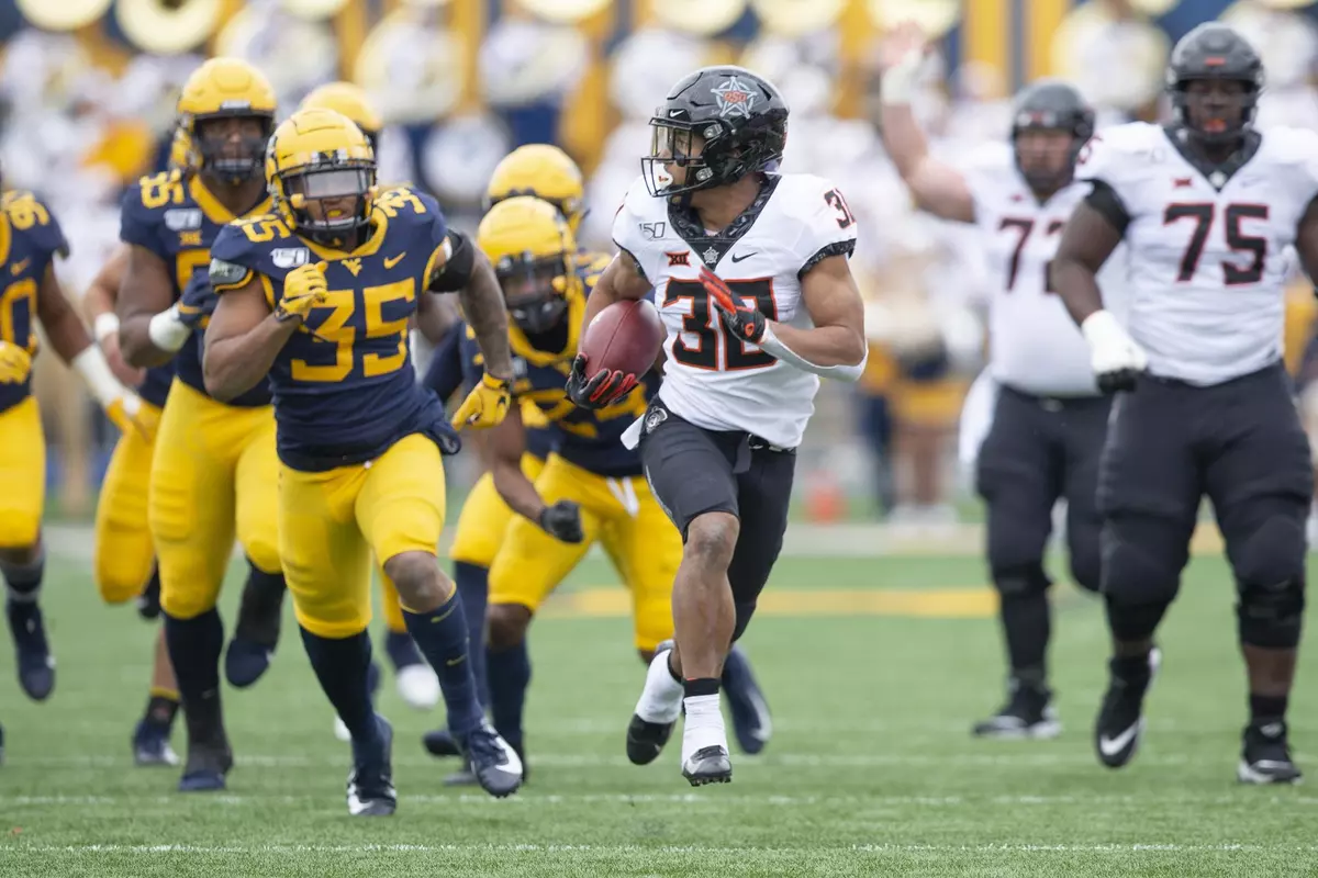 West Virginia Mountaineers vs Oklahoma State Cowboys Football Game, Saturday, November 23, 2019, Milan Puskar Stadium, Morgantown, WV. Bruce Waterfield/OSU Athletics
