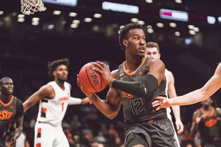 Image Taken At Oklahoma State Cowboys vs Syracuse Orange Basketball Game, Wednesday, November 27, 2019, Barclays Center, Brooklyn, NY. Courtney Bay/OSU Athletics