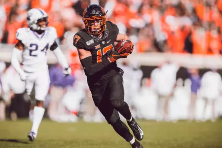 Image Taken At Oklahoma State Cowboy Football vs. TCU, Saturday, November 2, 2019, Boone Pickens Stadium, Stillwater, OK. Bruce Waterfield/OSU Athletics