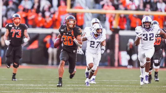 Image Taken At Oklahoma State Cowboy Football vs. TCU, Saturday, November 2, 2019, Boone Pickens Stadium, Stillwater, OK. Bruce Waterfield/OSU Athletics