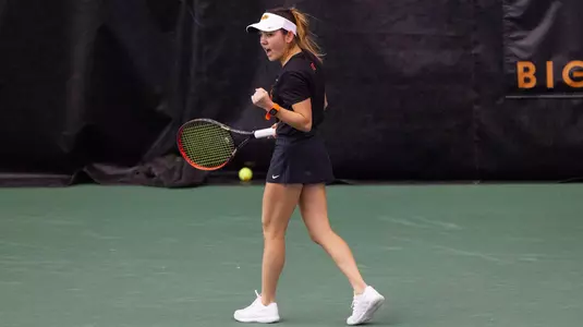 Image Taken at the Oklahoma State Cowgirls vs Fighting Illini Tennis Match, Friday, January 19, 2019, Greenwood Tennis Center, Stillwater, OK. Melissa Morales/OSU Athletics