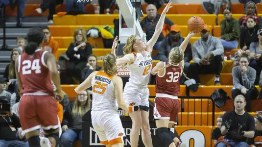 Image Taken at the Oklahoma State Cowgirls vs Oklahoma Sooners Women's Basketball Game, Wednesday, February 6, 2019, Gallagher-Iba Arena, Stillwater, OK. Bruce Waterfield/OSU Athletics