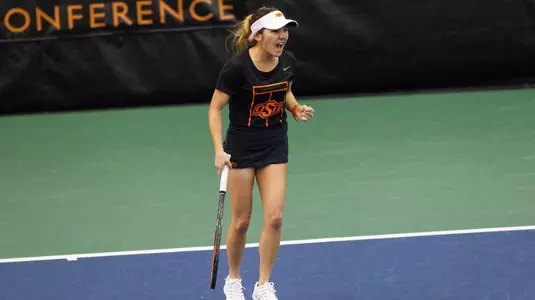 Image Taken at the Oklahoma State Cowgirls vs Fighting Illini Tennis Match, Friday, January 19, 2019, Greenwood Tennis Center, Stillwater, OK. Melissa Morales/OSU Athletics