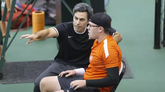 Image Taken at the Oklahoma State Cowboys vs Ole Miss Rebels Tennis Match, Friday, February 1, 2019, Greenwood Tennis Center, Stillwater, OK. Bruce Waterfield/OSU Athletics