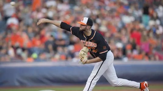 Image Taken at the Oklahoma State Cowboys vs Oklahoma Sooners Baseball Game, Saturday, April 28, 2018, Oneok Field, Tulsa, OK. Bruce Waterfield/OSU Athletics
