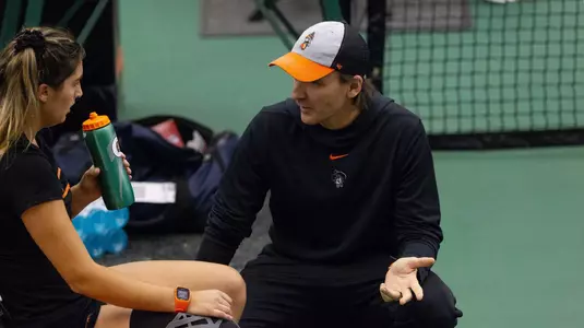 Image Taken at the Oklahoma State Cowgirls vs Fighting Illini Tennis Match, Friday, January 19, 2019, Greenwood Tennis Center, Stillwater, OK. Melissa Morales/OSU Athletics