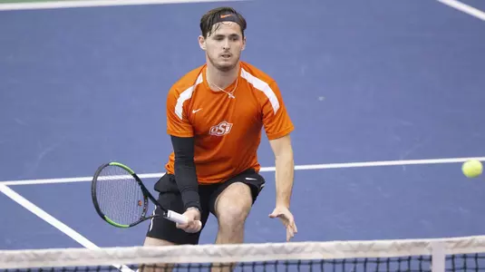 Image Taken at the Oklahoma State Cowboys vs Ole Miss Rebels Tennis Match, Friday, February 1, 2019, Greenwood Tennis Center, Stillwater, OK. Bruce Waterfield/OSU Athletics