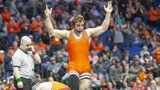 Image Taken at the Big 12 Wrestling Championship, Day 2 Session 2 Finals, Sunday, March 10, 2019, BOK Center, Tulsa, OK. Bruce Waterfield/OSU Athletics