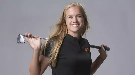 Image Taken at the 2018 OSU Cowgirl Golf Social Media Photo Shoot, Thursday, September 6, 2018, Orange Power Studios, Stillwater, OK. Bruce Waterfield/OSU Athletics