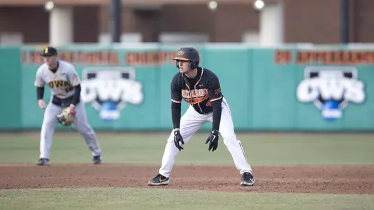 Image Taken at the Oklahoma State Cowboys vs Iowa Hawkeyes Baseball Game 1 of DH, Friday, March 1, 2019, Allie P. Reynolds Stadium, Stillwater, OK. Bruce Waterfield/OSU Athletics