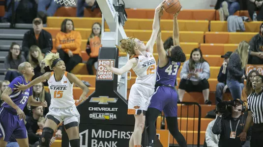 Image Taken at the Oklahoma State Cowgirls vs Kansas State Wildcats Women's Basketball Game, Monday, March 4, 2019, Gallagher-Iba Arena, Stillwater, OK. Bruce Waterfield/OSU Athletics