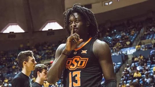 Image Taken At Oklahoma State Cowboys at West Virginia Men's Basketball Game, Saturday, January 12, 2019, WVU Coliseum, Morgantown, WV. Courtney Bay/OSU Athletics