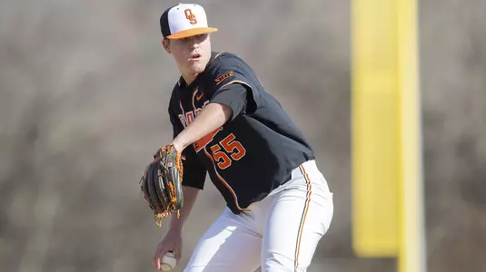 Image Taken at the Oklahoma State Cowboys vs Wright State University Raiders Baseball Game, Saturday, February 23, 2019, Allie P. Reynolds Stadium, Stillwater, OK. Bruce Waterfield/OSU Athletics