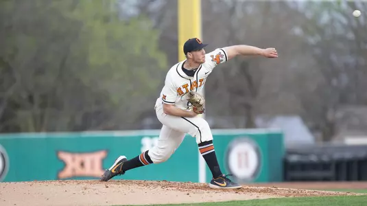 Image Taken at the Oklahoma State Cowboys vs University of Central Arkansas Bears Baseball Game, Tuesday, April 2, 2019, Allie P. Reynolds Stadium, Stillwater, OK. Bruce Waterfield/OSU Athletics