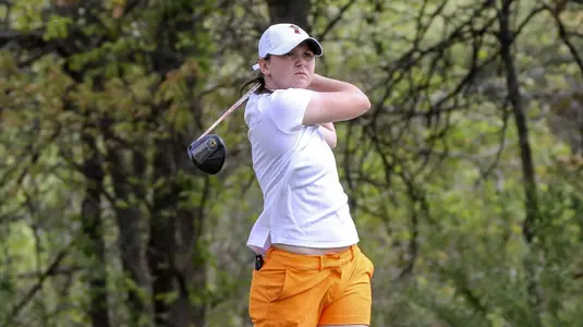 Oklahoma State FR Lianna Bailey competing in Round 3 of the 2019 Big 12 Women's Golf Championship at the Golf Club of Oklahoma in Broken Arrow, Oklahoma on Tuesday, April 16, 2019