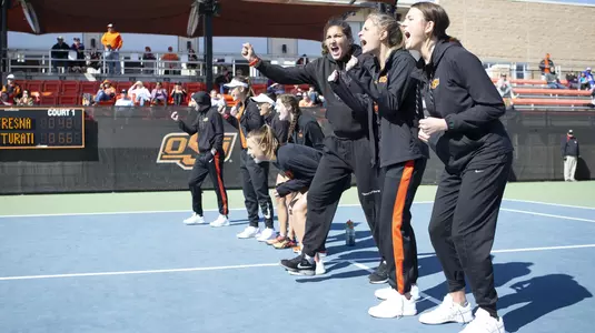 Image Taken at the Oklahoma State Cowgirls vs Texas Longhorns Tennis Match, Friday, March 31, 2019, Greenwood Tennis Center, Stillwater, OK. Caulen Spencer/OSU Athletics