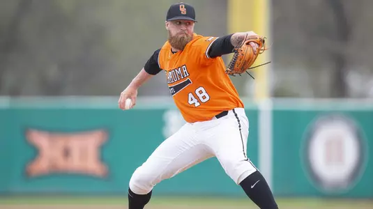 Image Taken at the Oklahoma State Cowboys vs West Virginia Mountaineers Baseball Game, Sunday, April 7, 2019, Allie P. Reynolds Stadium, Stillwater, OK. Bruce Waterfield/OSU Athletics