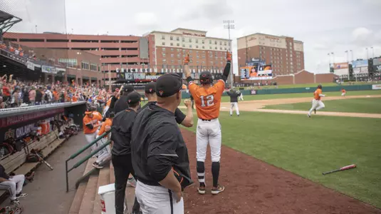 Image Taken at the 2019 Phillips 66 Big 12 Baseball Tournament Championship Game, Oklahoma State Cowboys vs West Virginia Mountaineers , Sunday, May 26, 2019, Chickasaw Bricktown Ballpark, Oklahoma City, OK. Bruce Waterfield/OSU Athletics