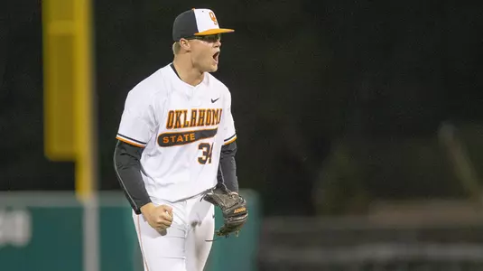 Image Taken at the Oklahoma State Cowboys vs  Texas Longhorns Baseball Game, Thursday, April 18, 2019, Allie P. Reynolds Stadium, Stillwater, OK. Bruce Waterfield/OSU Athletics