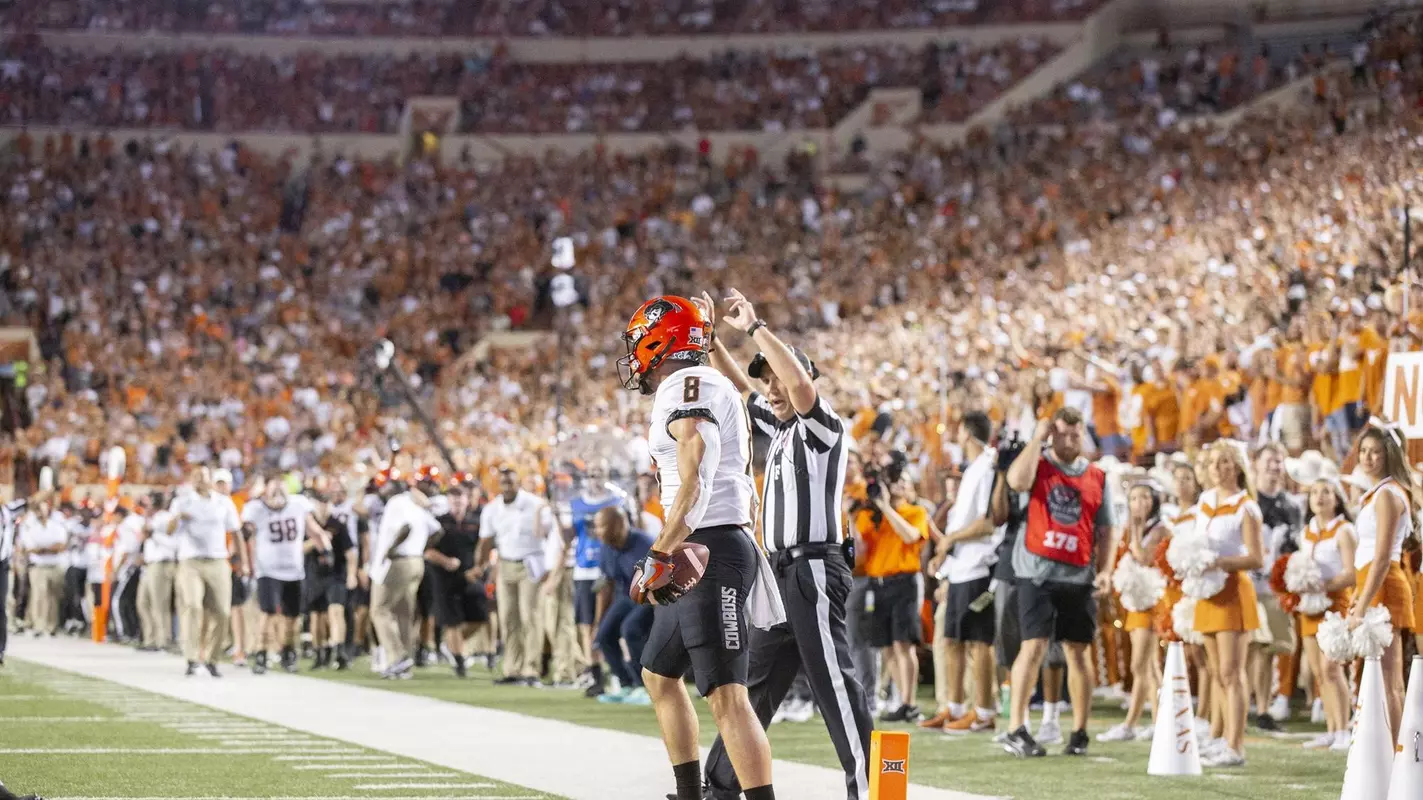 Texas Longhorns vs Oklahoma State Cowboys Football Game, Saturday, September 21, 2019, Darrell K. Royal Memorial Stadium, Austin, TX. Bruce Waterfield/OSU Athletics
