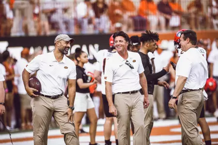 Image Taken at the Texas Longhorns vs Oklahoma State Cowboys Football Game, Saturday, September 21, 2019, Darrell K. Royal Memorial Stadium, Austin, TX. Bruce Waterfield/OSU Athletics
