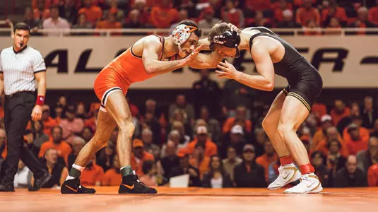 Oklahoma State Cowboys vs Iowa Hawkeyes Wrestling Dual, Sunday, February 24, 2019, Gallagher-Iba Arena, Stillwater, OK. Courtney Bay/OSU Athletics