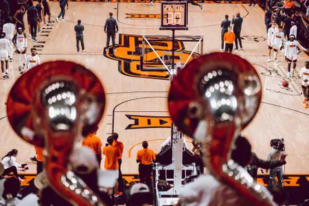 Band looks on pregame