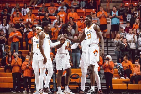 Group huddles between plays