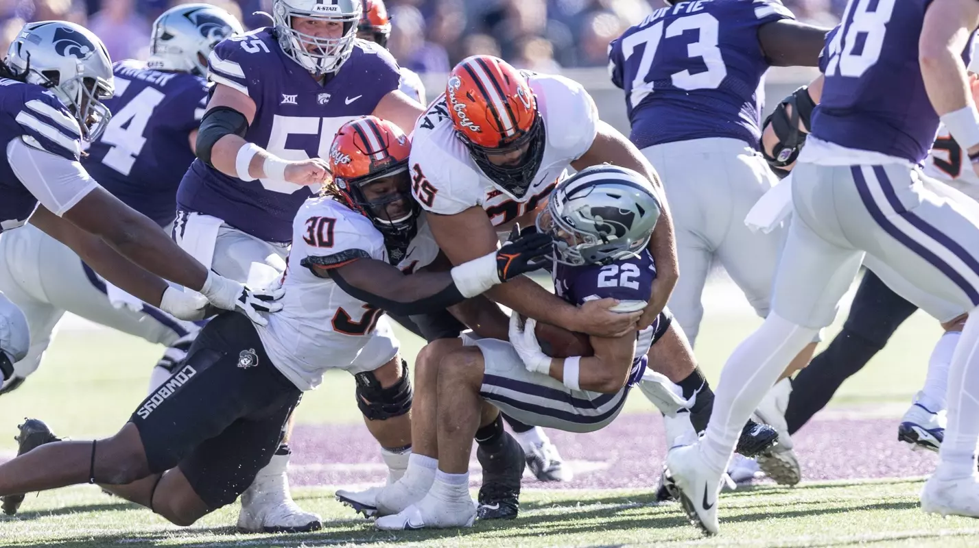 Image Taken at the Kansas State Wildcats vs Oklahoma State Cowboys Football Game, Saturday, October 29, 2022, Snyder Family Memorial Stadium, Manhattan, KS. Bruce Waterfield/OSU Athletics