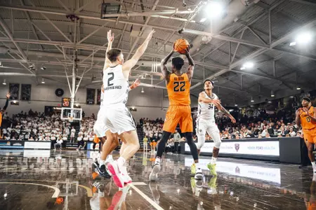 Image Taken at the Oklahoma State Cowboys at Oakland Golden Grizzlies Basketball Game, Sunday, November 13, 2022, Athletics Center O'Rena, Rochester, MI. Mary Elizabeth/OSU Athletics