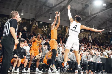 Image Taken at the Oklahoma State Cowboys at Oakland Golden Grizzlies Basketball Game, Sunday, November 13, 2022, Athletics Center O'Rena, Rochester, MI. Mary Elizabeth/OSU Athletics