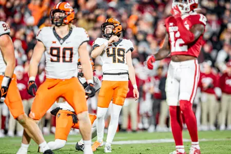 Image Taken at the Oklahoma Sooners vs Oklahoma State Cowboys Football Game, Saturday, November 19, 2022, Gaylord Family Memorial Stadium, Norman, OK. Bruce Waterfield/OSU Athletics