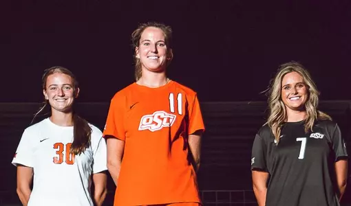 Image of Oklahoma State women's soccer player(s) as they host a kit reveal for the 2022 season.