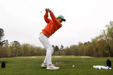 Rina Tatematsu works on shots on the range