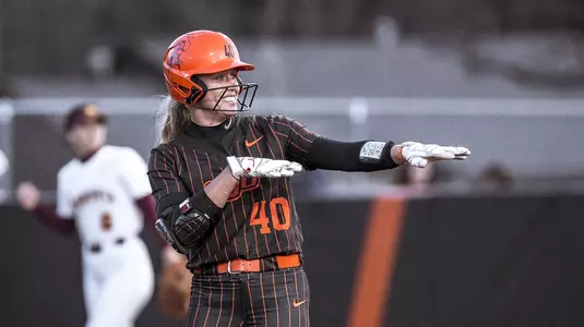 Oklahoma State Cowgirls vs Minnesota Gophers Softball Game, Wednesday, March 9, 2021, Cowgirl Softball Complex, Stillwater, OK. Bruce Waterfield/OSU Athletics