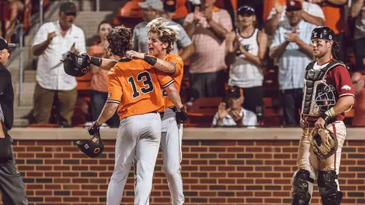 Meola and McLean celebration vs. Arkansas