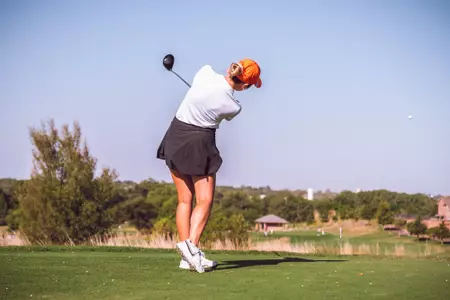 Maddison Hinson-Tolchard tees off in Norman