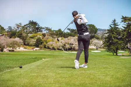 Cecilie Leth-Nissen hits shot at Pebble Beach