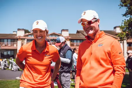 Maddison Hinson-Tolchard and Greg Robertson at Pebble Beach