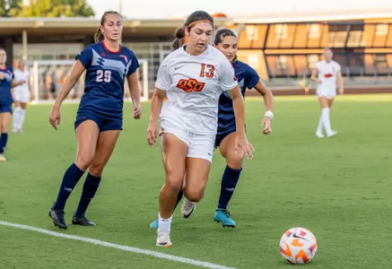 Image Taken at the Oklahoma State Cowgirls vs Florida Atlantic Owls Soccer Match, Thursday, August 24, 2023, Neal Patterson Stadium, Stillwater, OK. Bruce Waterfield/OSU Athletics
