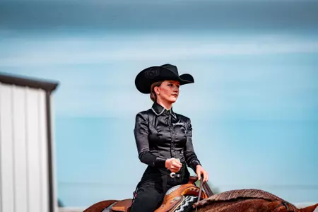 Image Taken at Texas A&M Meet, Saturday, October 21, 2023, Pedigo-Hull Equestrian Center, Stillwater, Oklahoma. Nikolas Marzullo/OSU Athletics.