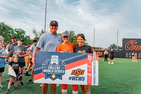 Sophie Page with family after NCAA Super Regional