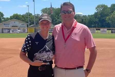 Haidyn Sokoloski with her Offensive MVP award during summer softball league