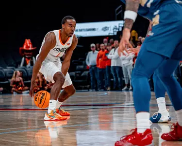 Image Taken at Oklahoma State Cowboy Basketball vs Tulsa, Sunday, December 10, 2023, Paycom Center, Oklahoma City, OK. Addison Skaggs/OSU Athletics.