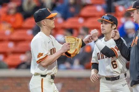 Stebens fist bump vs. Cal Baptist