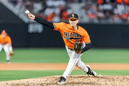 Image Taken at the Oklahoma State Cowboys vs Oklahoma Sooners Baseball Game, Tuesday, April 18, 2023, O'Brate Stadium, Stillwater, OK. Bruce Waterfield/OSU Athletics