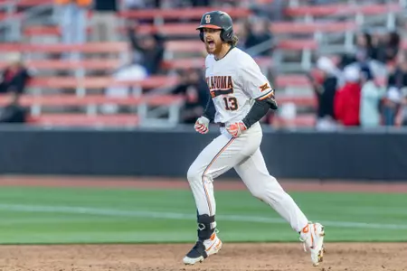 Image Taken at the Oklahoma State Cowboys vs Baylor Bears Baseball Game, Friday, March 24, 2023, O'Brate Stadium, Stillwater, OK. Bruce Waterfield/OSU Athletics