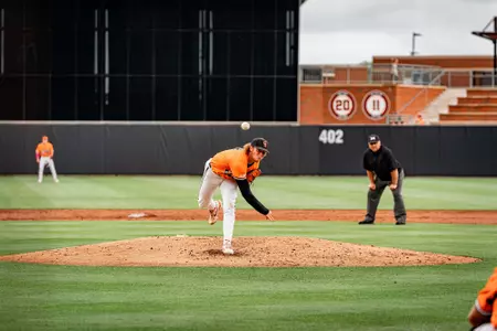 Benge pitching vs. Kansas State