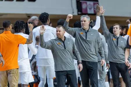Image Taken at the Oklahoma State Cowboys vs Kansas State Wildcats Basketball Game, Saturday, February 25, 2023, Galagher-Iba Arena, Stillwater, OK. Bruce Waterfield/OSU Athletics