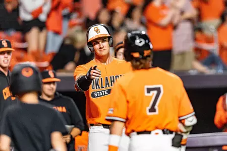 Image Taken at the Oklahoma State Cowboys vs Oklahoma Sooners Baseball Game, Tuesday, April 18, 2023, O'Brate Stadium, Stillwater, OK. Bruce Waterfield/OSU Athletics